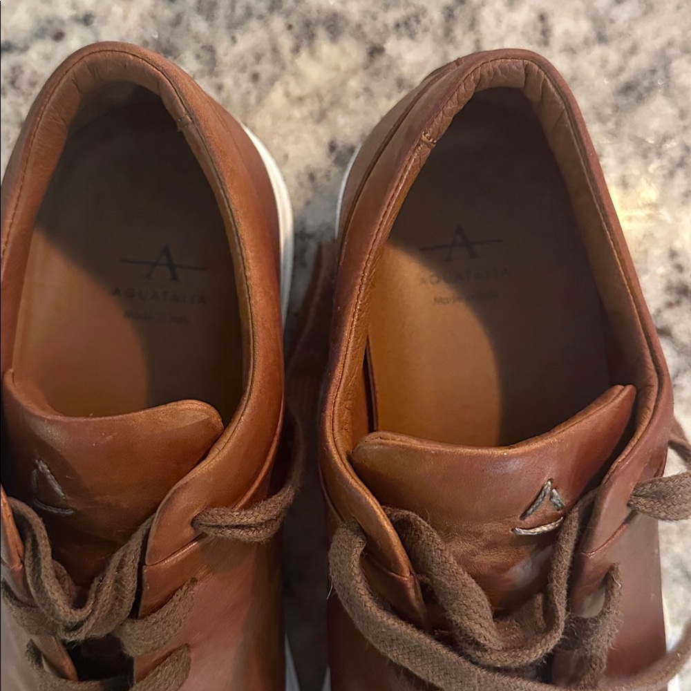Aquatalia Brown Leather Men's Sneakers - Picture 2 of 6